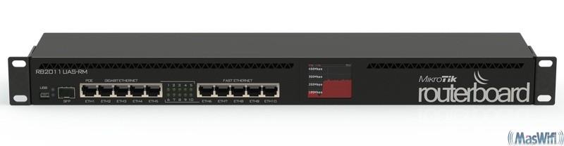 Foto Mikrotik RB2011UAS-RM RouterBOARD 10 Puertos LAN (5 Gigabit), Atheros 600MHz, 128MB RAM, Nivel 5, 1 SFP, Rack 1U