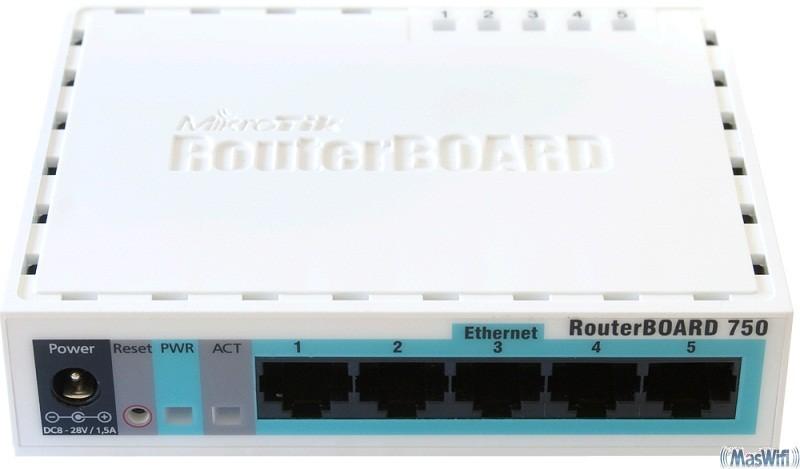 Foto Mikrotik RB750G RouterBOARD 5 puertos Gigabit LAN, RouterOS Nivel 4