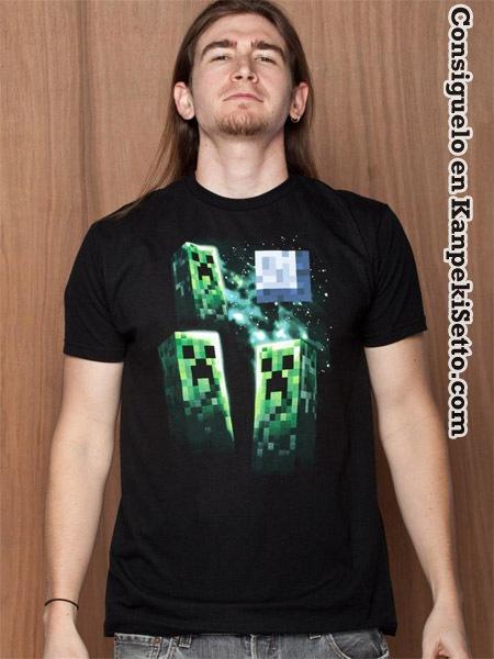Foto Minecraft Camiseta Three Creeper Moon Talla M