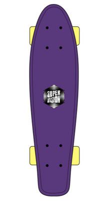 Foto Mini Cruiser Skate Super Vision Plastic Purple/yellow Nuevo (estilo Penny)