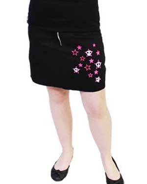 Foto Mini Falda Vaquera Negra Calaveras Estrellas Talla 40 . Star Skull Pocket Skirt