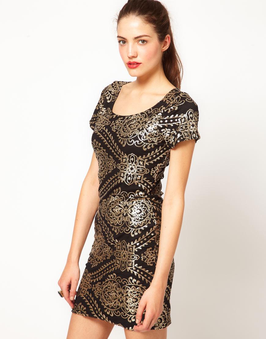 Foto Minivestido con adornos barrocos de lentejuelas de Vero Moda Negro