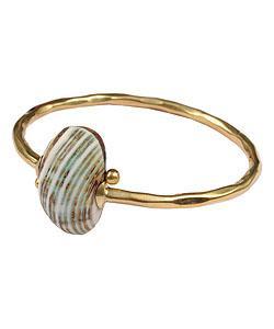Foto Mirabelle Brass Bangle With Striped Shell