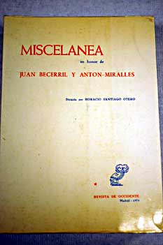 Foto Miscelanea en honor de Juan Becerril y Antón Miralles, I