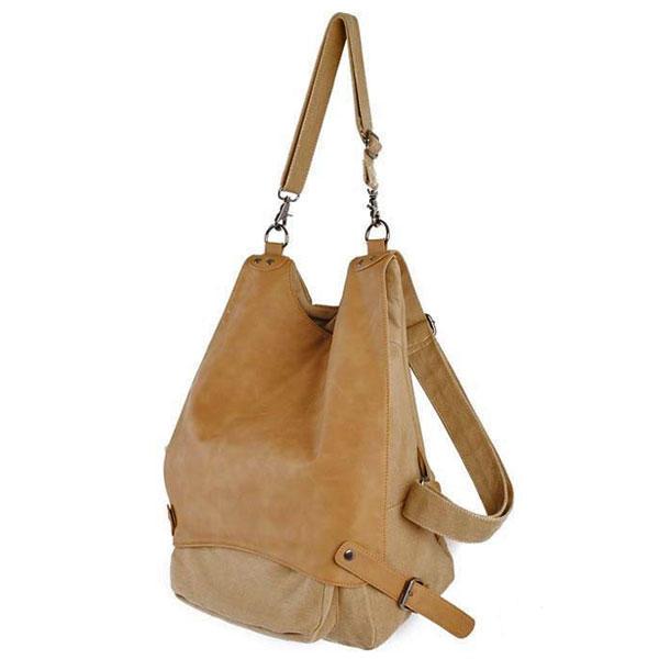 Foto Mochila Bolso Biodegradable en Lona y Cuero sintetico estilo Japones