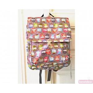 Foto Mochila colegio buhos gris
