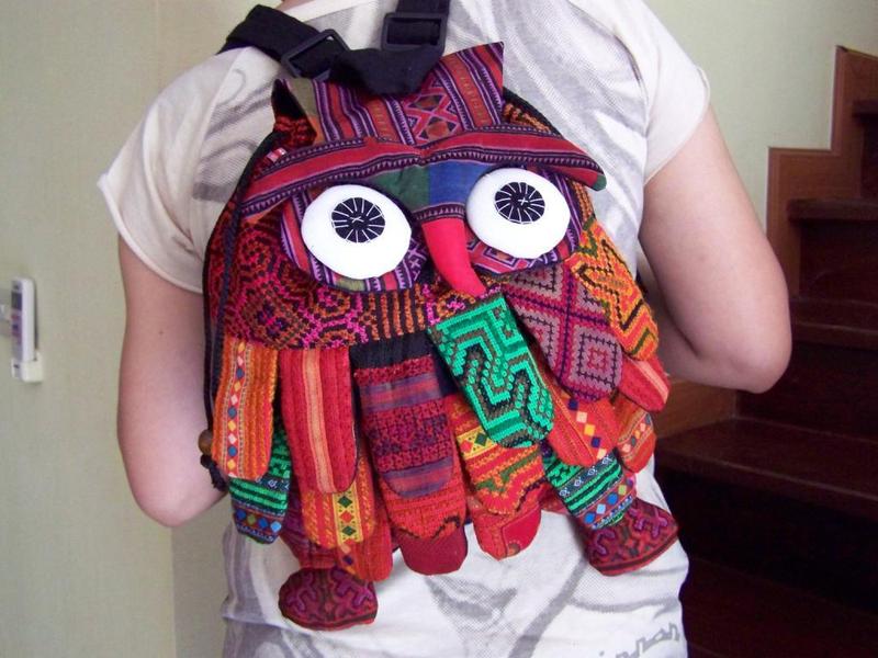 Foto Mochila en forma de lechuza / bho, algodn 100%