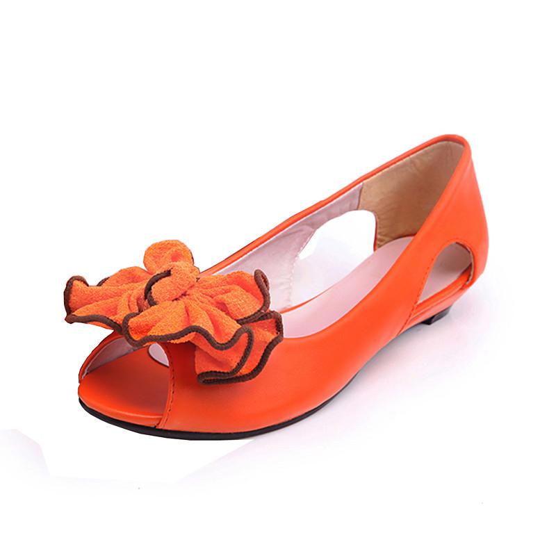 Foto Moda de cuero plana peep toe con la flor del partido / zapatos de noche (más colores)