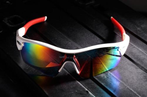 Foto moda UV400 gafas de bicicleta deportes vidrios de sol blanco + rojo