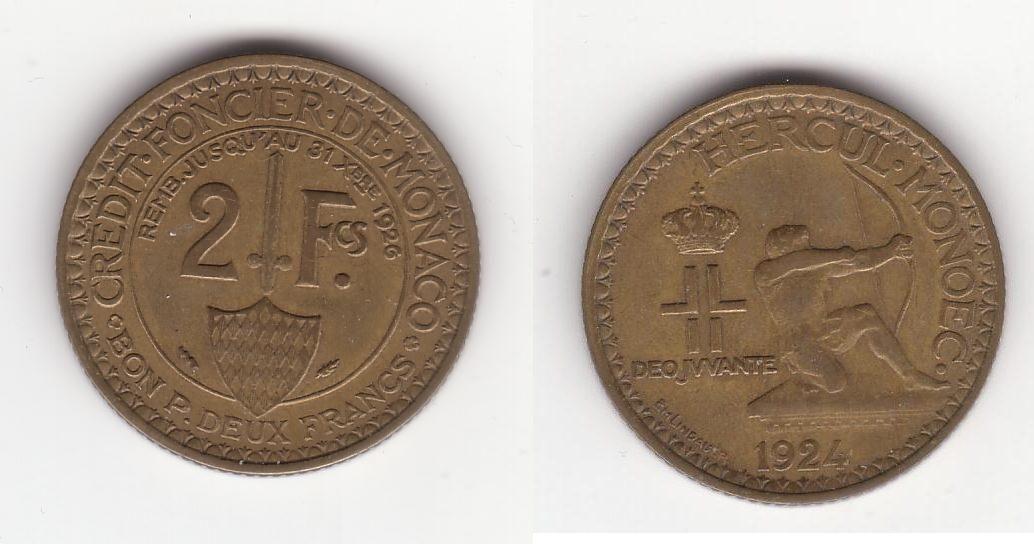 Foto Monaco 2 Francs 1924