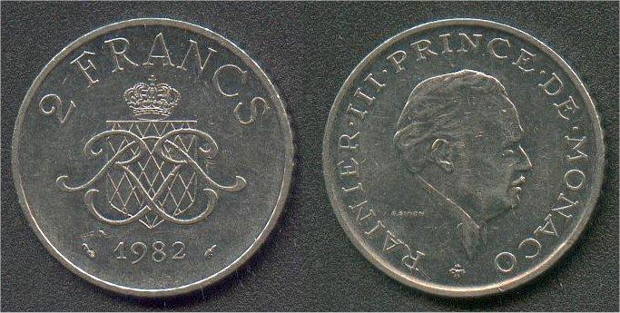 Foto Monaco 2 Francs 1982