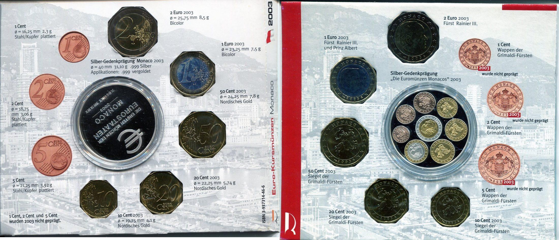 Foto Monaco Euro Kursmünzensatz 2003