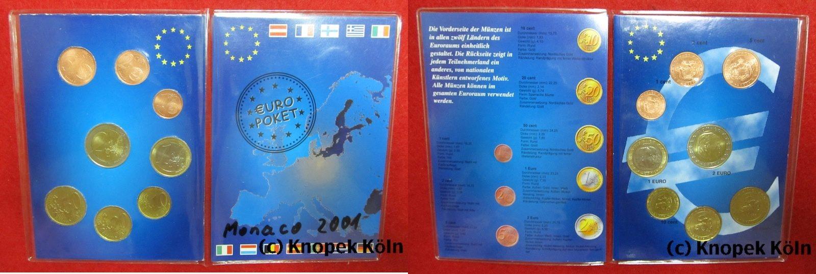 Foto Monaco Euro-Kursmünzensatz Kms 2001