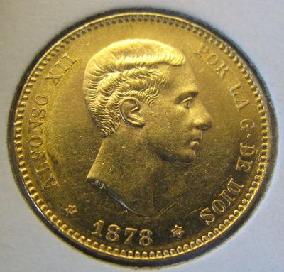 Foto Moneda 25 Ptas De Oro  Alfonso Xii 1878 Emm  .  Grado: Ebc +