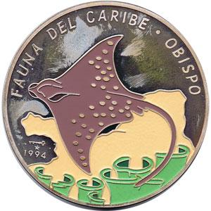 Foto Moneda 5 onzas de plata 50p. Cuba Fauna del caribe Pez obispo 94