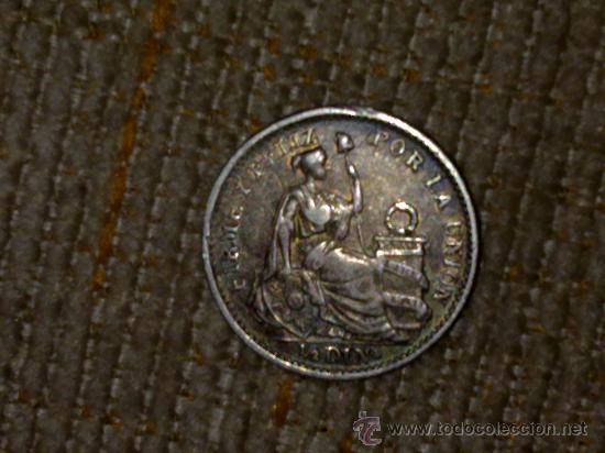 Foto moneda americana plata del peru 1/2 dinero año 1904 ver fotos