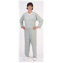 Foto Mono de cuello pico y pierna larga con cremallera en la cintura Grisaceo S