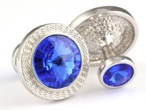 Foto Mousie Bean Round 70's Cufflinks - Blue