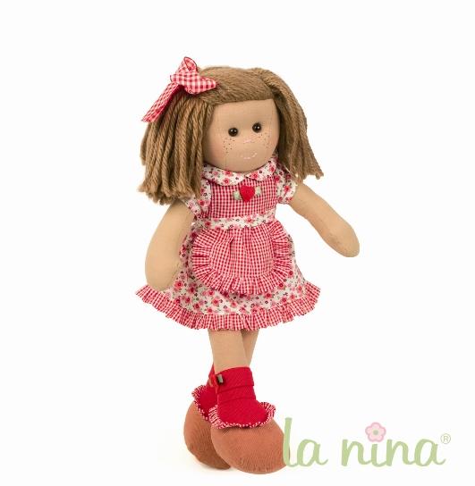 Foto Muñecas de trapo La nina - Marta vestido flores rojas- 38cm