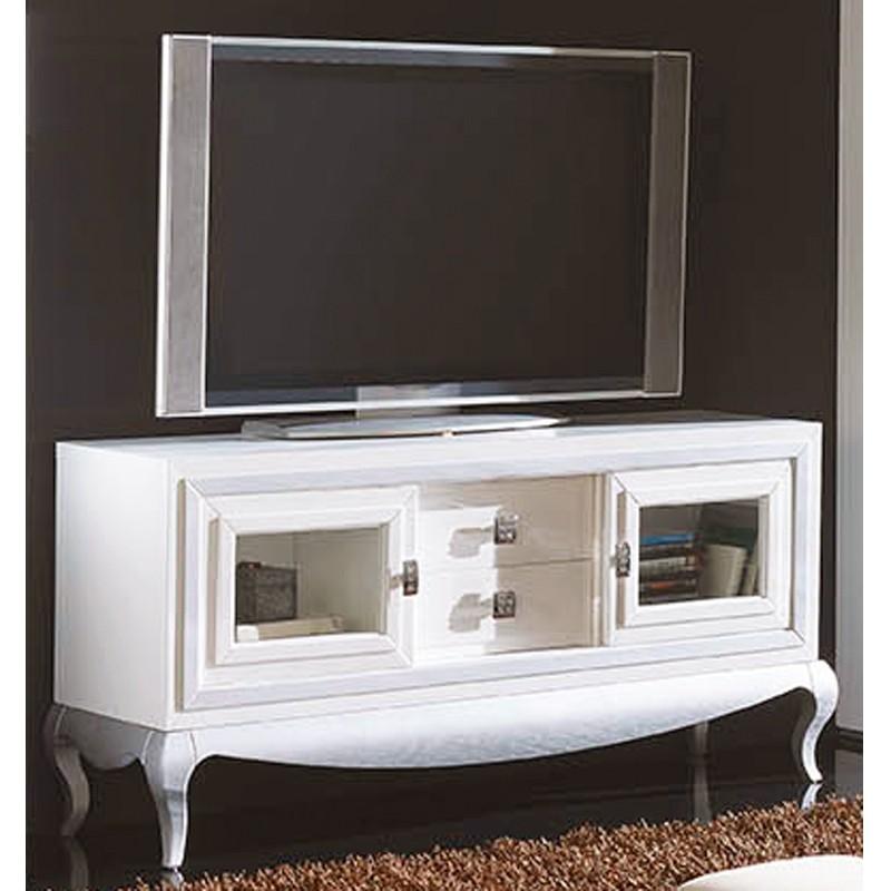 Foto Mueble de madera para TV con 2 cajones y 2 puertas.