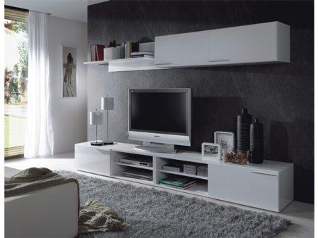 Foto mueble de salón para tv en blanco