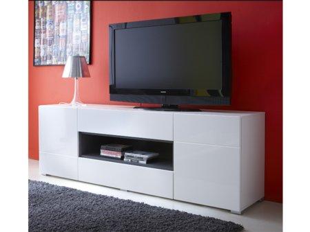 Foto mueble de tv. diseño blanco y grafito