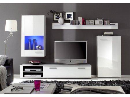 Foto mueble para tv de salón en blanco alto brillo