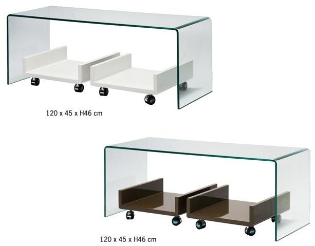 Foto mueble tv cristal curvado 120 cm