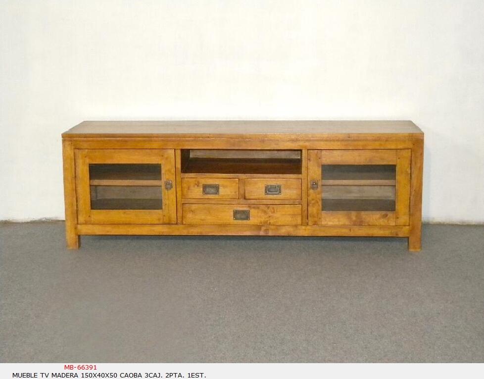 Foto Mueble tv madera 150x40x50 caoba 3caj. 2pta. 1est.
