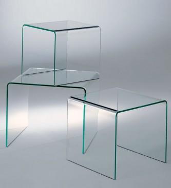 Foto Muebles de diseNo. Set de 3 mesitas Coffee Glass cristal-41x41x41cm /