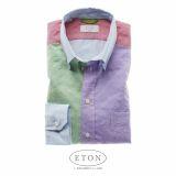 Foto Multicolor verde cinta camisa slim fit con Eton botón debajo del cuello en ghibli