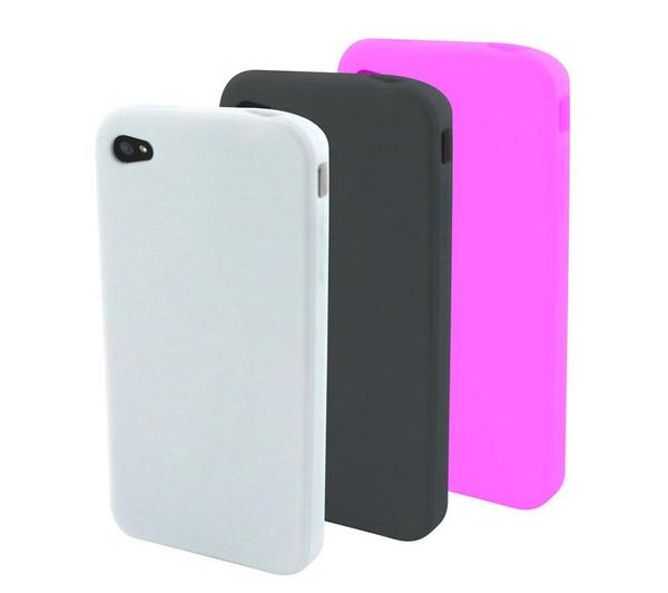Foto Muvit Lote de 3 fundas de silicona para iPhone (negra/blanca/rosa)