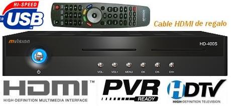 Foto Mvision HD400S HDV Satelite Alta Definicion PVR + Cable HDMI 1.5m