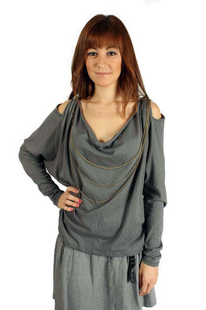 Foto NAF NAF gris holgada Camisetas Mujer