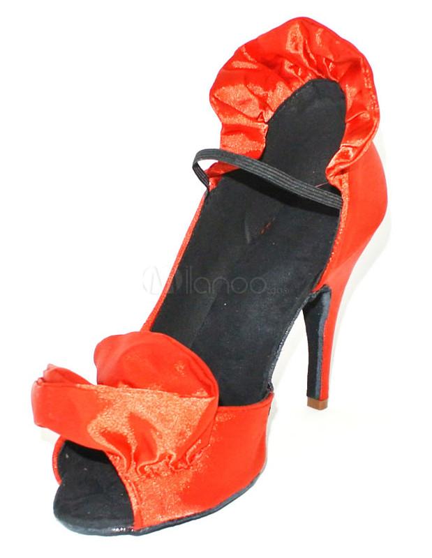 Foto Naranja brillante Open Toe tobillo correa calidad personalizada latino zapatos