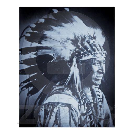 Foto Nativo americano blanco del jefe de Siux del cisne Posters