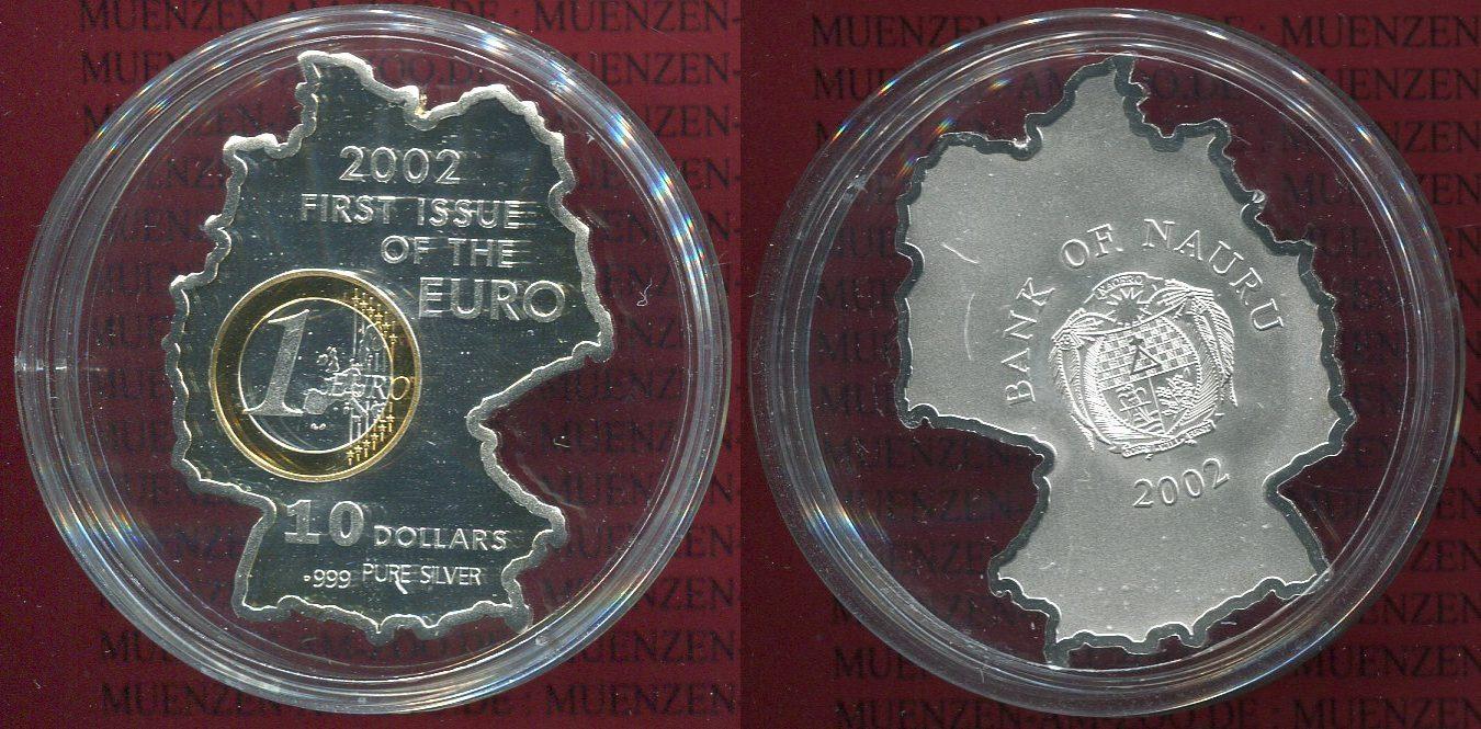 Foto Nauru 10 $ Münze in Länderform 2002