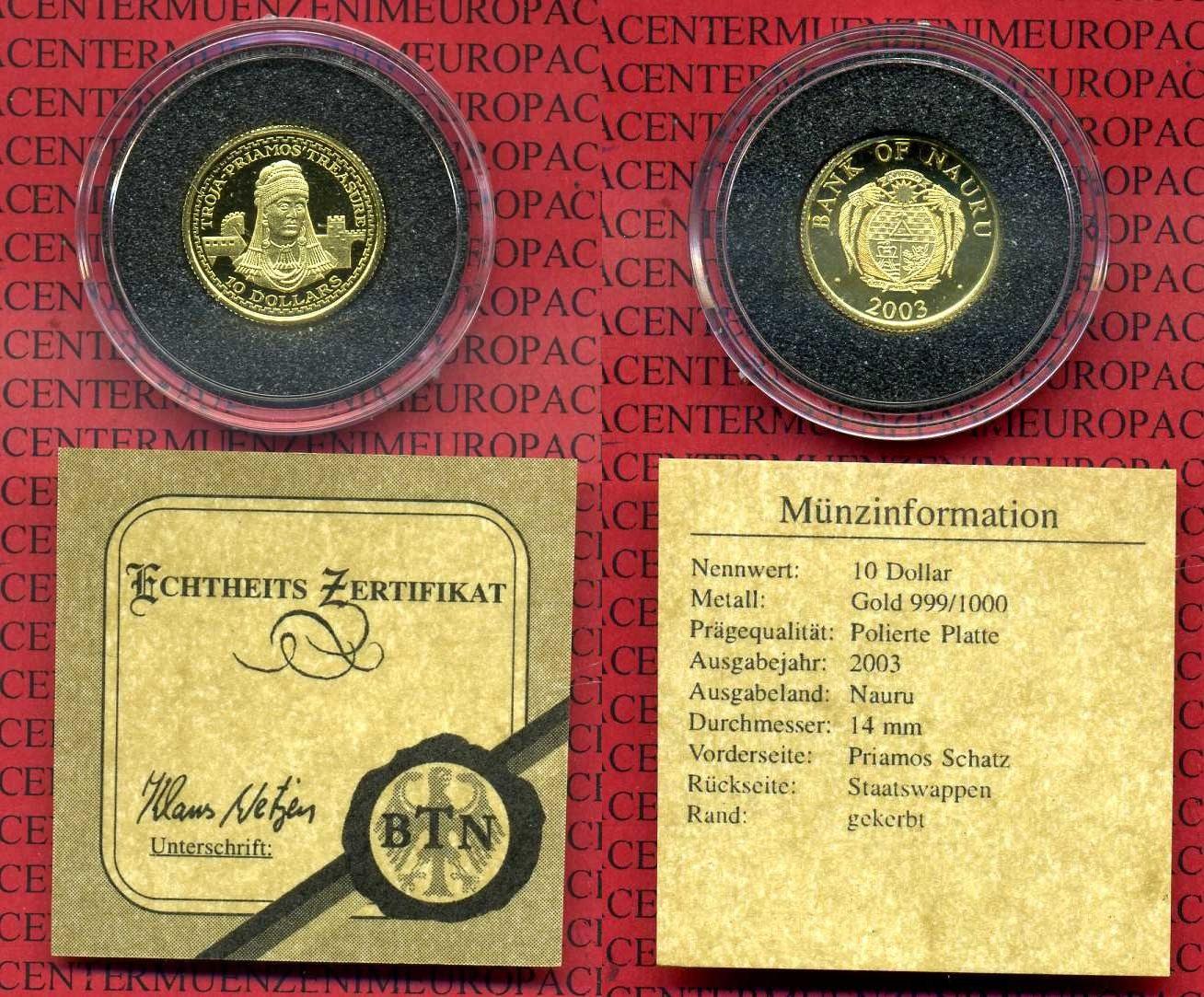 Foto Nauru 7 Bedeutendste Schätze der Welt 10 Dollars Goldmünze 1/25 Unze