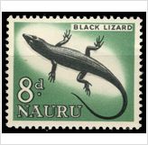 Foto Nauru stamps 1963 black lizard 8p scott 52 sg 60 mnh topical: reptiles