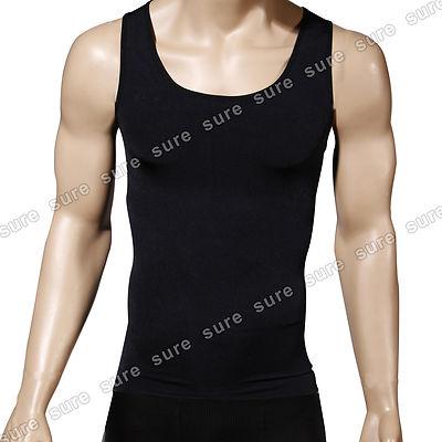 Foto Negro Top Hombre Camiseta Sin Mangas Body Shaping Fajas Modelar Cuerpo Talla M