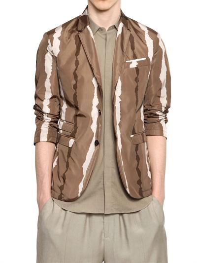 Foto neil barrett chaqueta a dos botones nylon de rayas blanqueadas