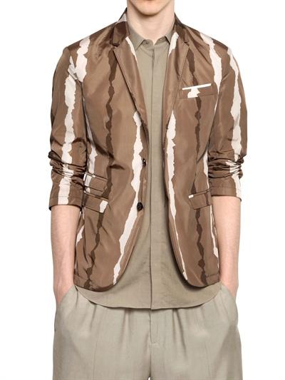 Foto neil barrett chaqueta a dos botones nylon de rayas blanqueadas