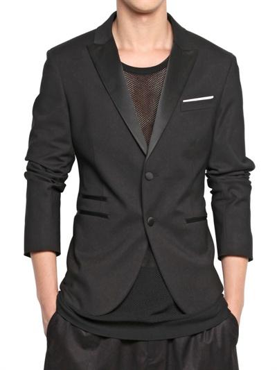 Foto neil barrett chaqueta tuxedo de algodón ajustado y nylon