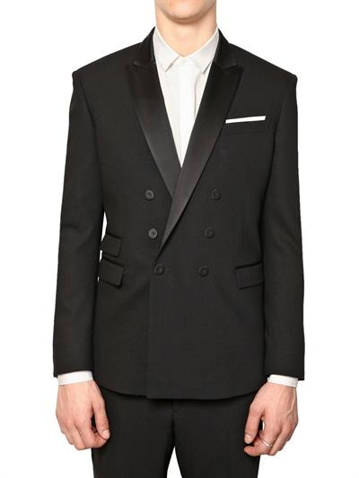 Foto neil barrett tuxedo wool crepe double breasted jacket