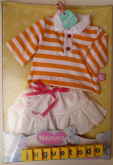 Foto Nenuco : Conjuntos : Moda : Conjunto polo naranja a rayas y falda blanca (Famosa 8258D)
