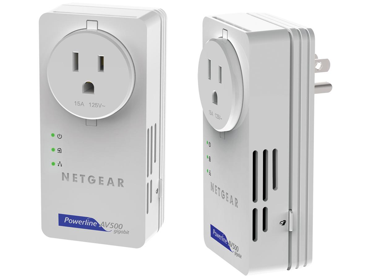 Foto Netgear powerline av+ 500 n kit, con cables, powerplug, etherne