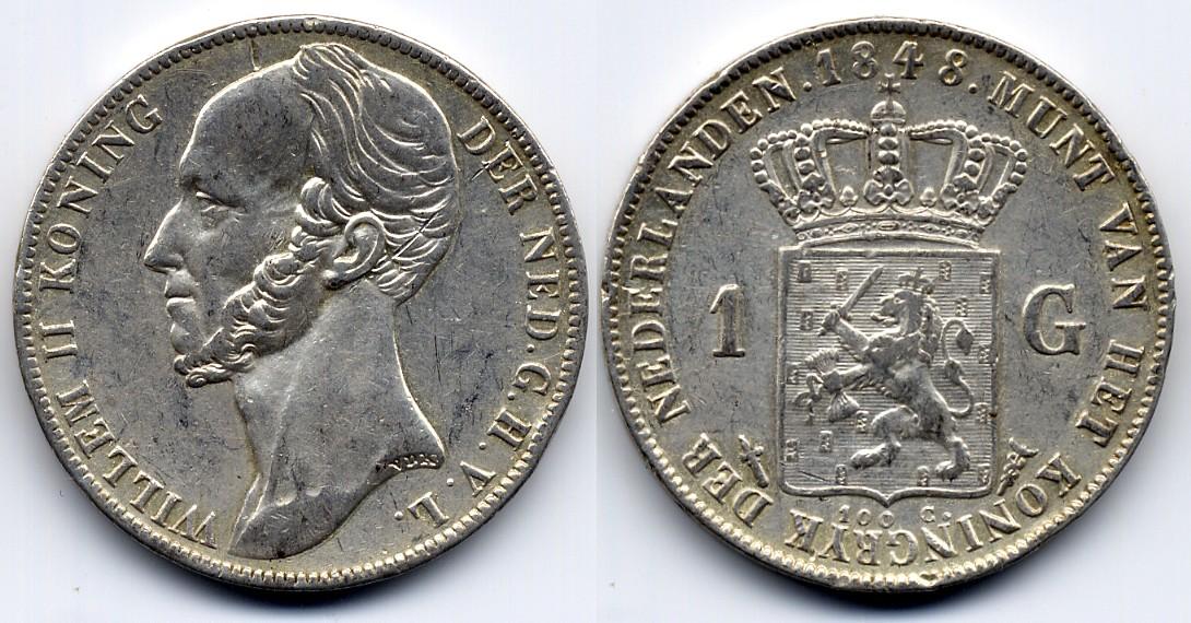 Foto Netherlands / Niederlande 1 Gulden 1848