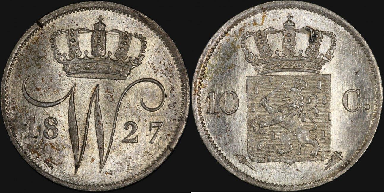 Foto Netherlands Ten Cents 1827