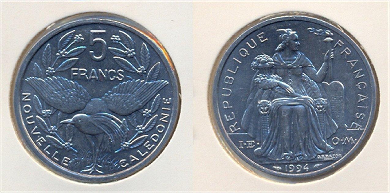 Foto Neu Kaledonien 5 Francs 1994