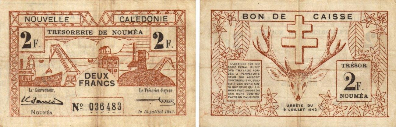 Foto New Caledonia 2 francs 15 7 1942